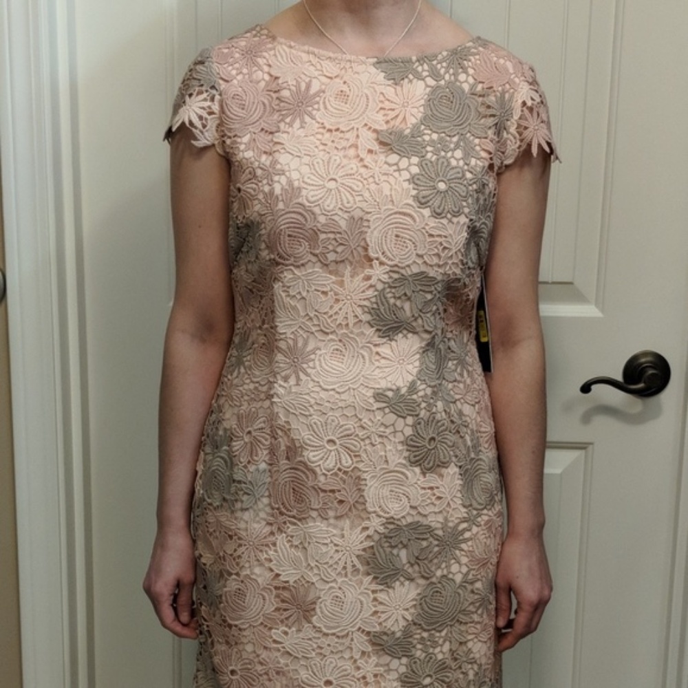 - NWT Tahari 4p lace overlay, pink blush dre…